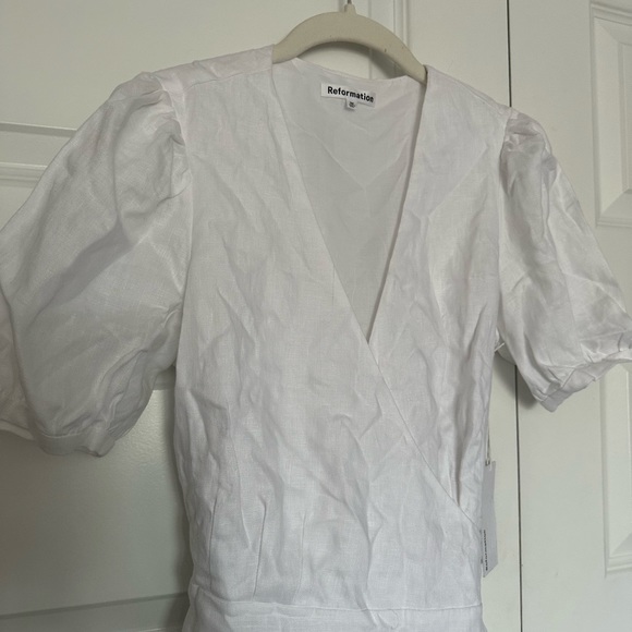 Reformation Weiss V Neck Linen Wrap Dress- NWT - Picture 5 of 9